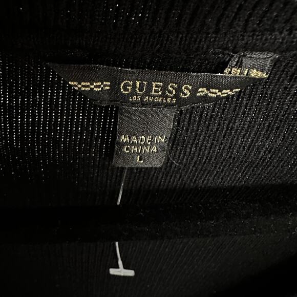 Guess Sweater Womens Large Black Cut Out Turtleneck Ring Detail Pullover Top - Picture 7 of 12